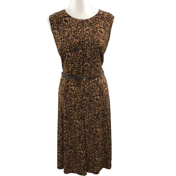 Jessica Howard Brown Spotted Leopard Print Midi Dress - Picture 1 of 8